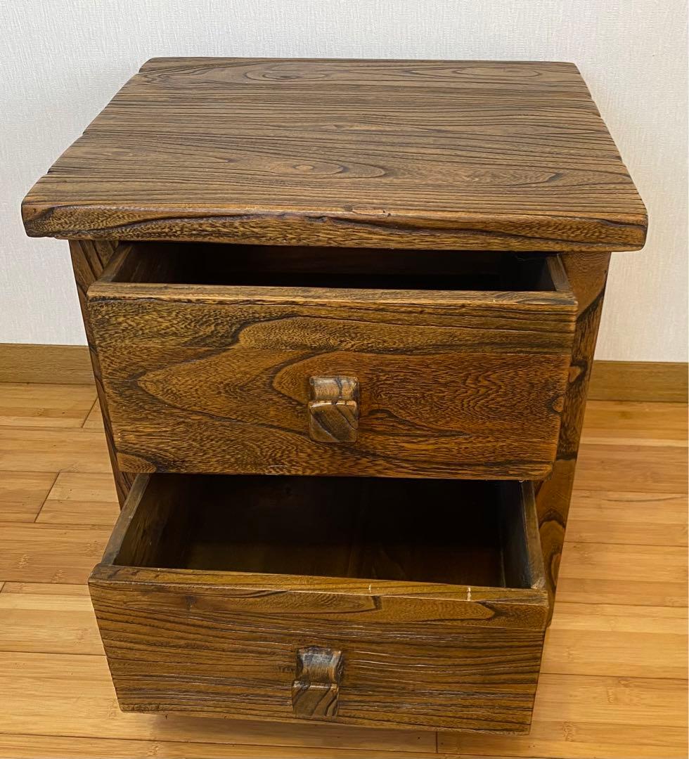 アンティーク　2段引き出し付き台　　家具古木製