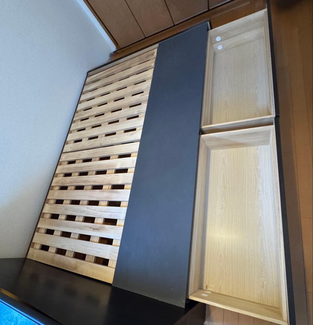 【ニトリ ダブルベッド 収納付き ダークブラウン USB・ライト付】