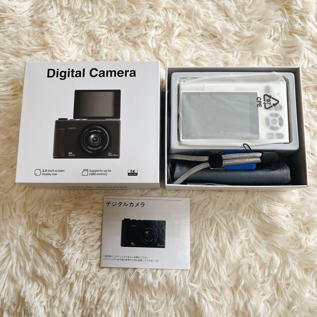 5K高画質デジタルカメ　7500万画素　18倍ズーム自撮り対応　手ブレ補正　動画