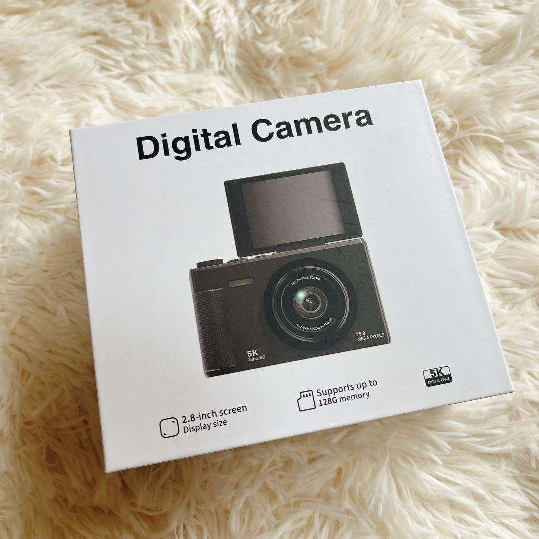 5K高画質デジタルカメ　7500万画素　18倍ズーム自撮り対応　手ブレ補正　動画