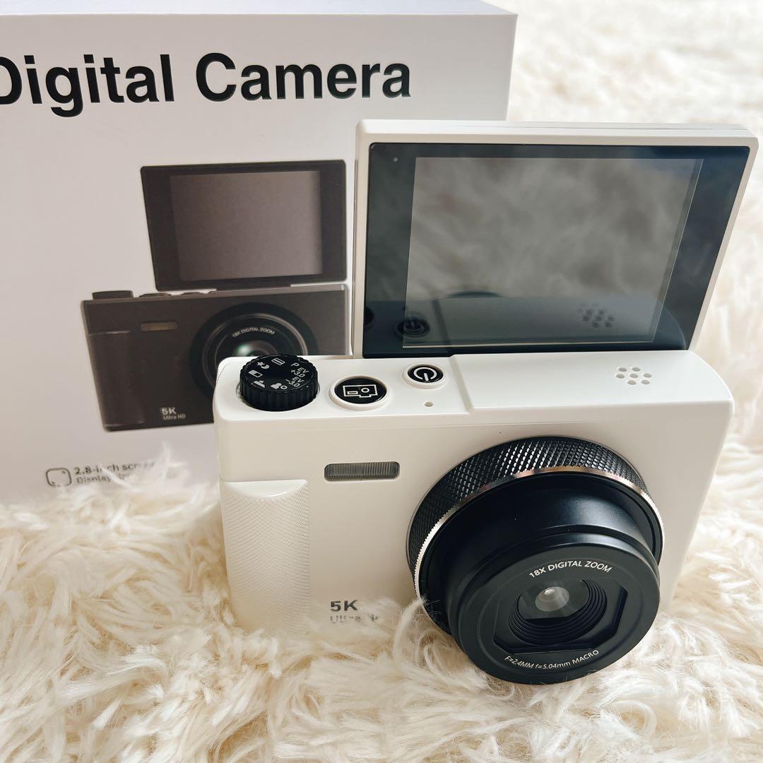 5K高画質デジタルカメ　7500万画素　18倍ズーム自撮り対応　手ブレ補正　動画