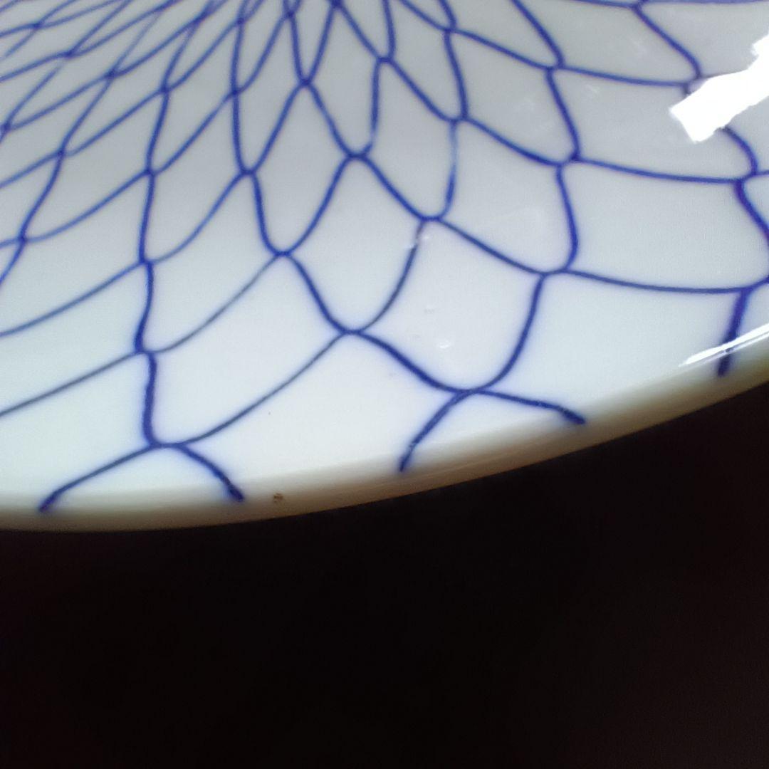 青い幾何学模様の平皿 2枚セット 手描網9号皿 [ 27×4㎝ ] 有田焼大皿