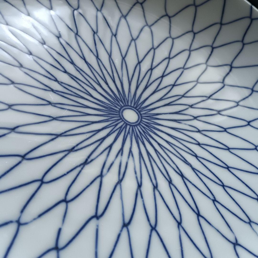 青い幾何学模様の平皿 2枚セット 手描網9号皿 [ 27×4㎝ ] 有田焼大皿