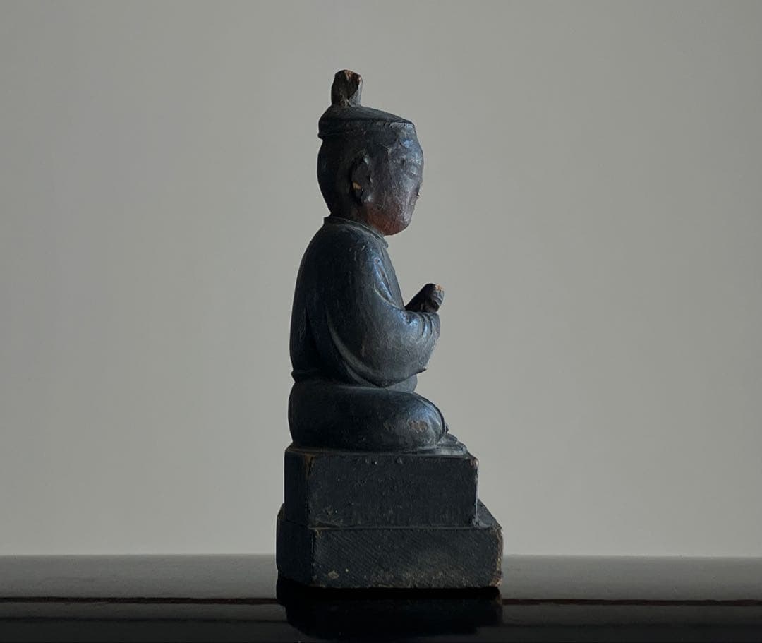 【古格の眼光 木彫天神像 約8㎝ 江戸後期頃 陰陽道 地方民間信仰】郷土玩具仏像