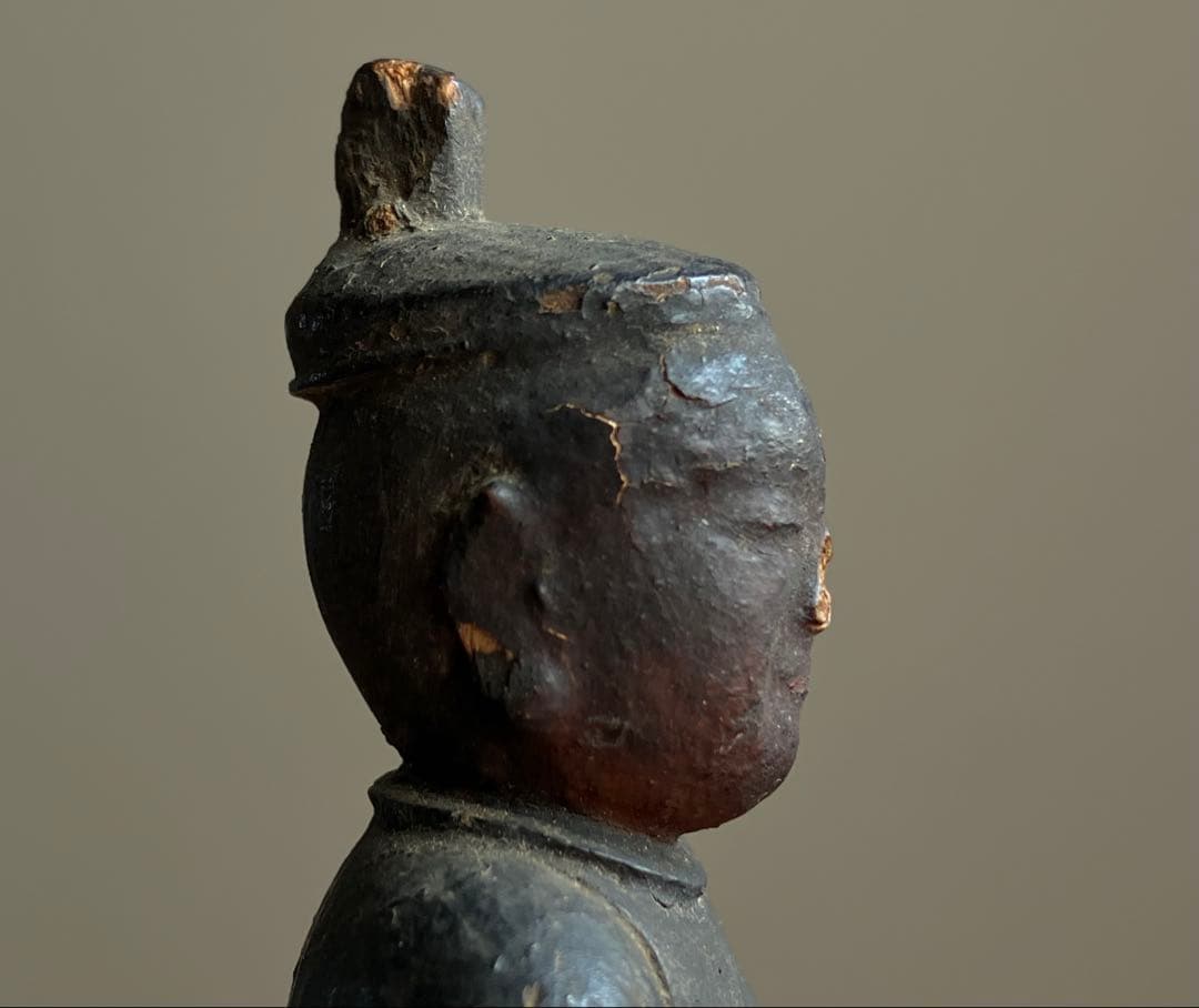 【古格の眼光 木彫天神像 約8㎝ 江戸後期頃 陰陽道 地方民間信仰】郷土玩具仏像