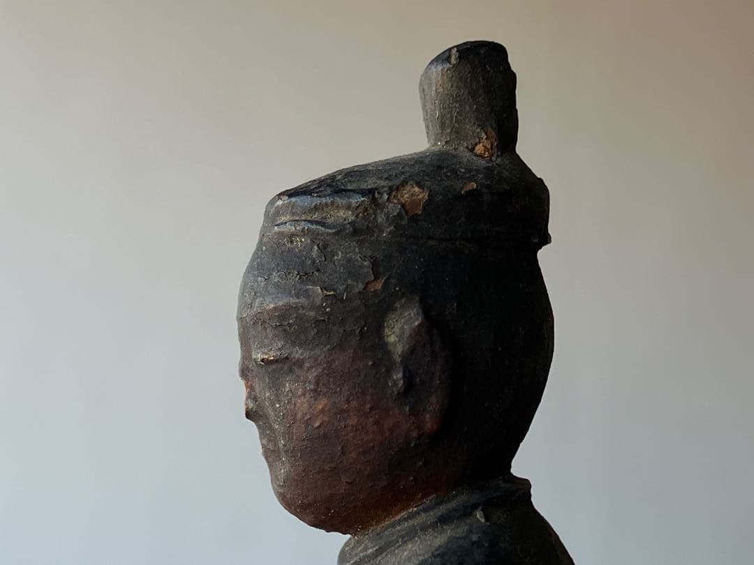 【古格の眼光 木彫天神像 約8㎝ 江戸後期頃 陰陽道 地方民間信仰】郷土玩具仏像