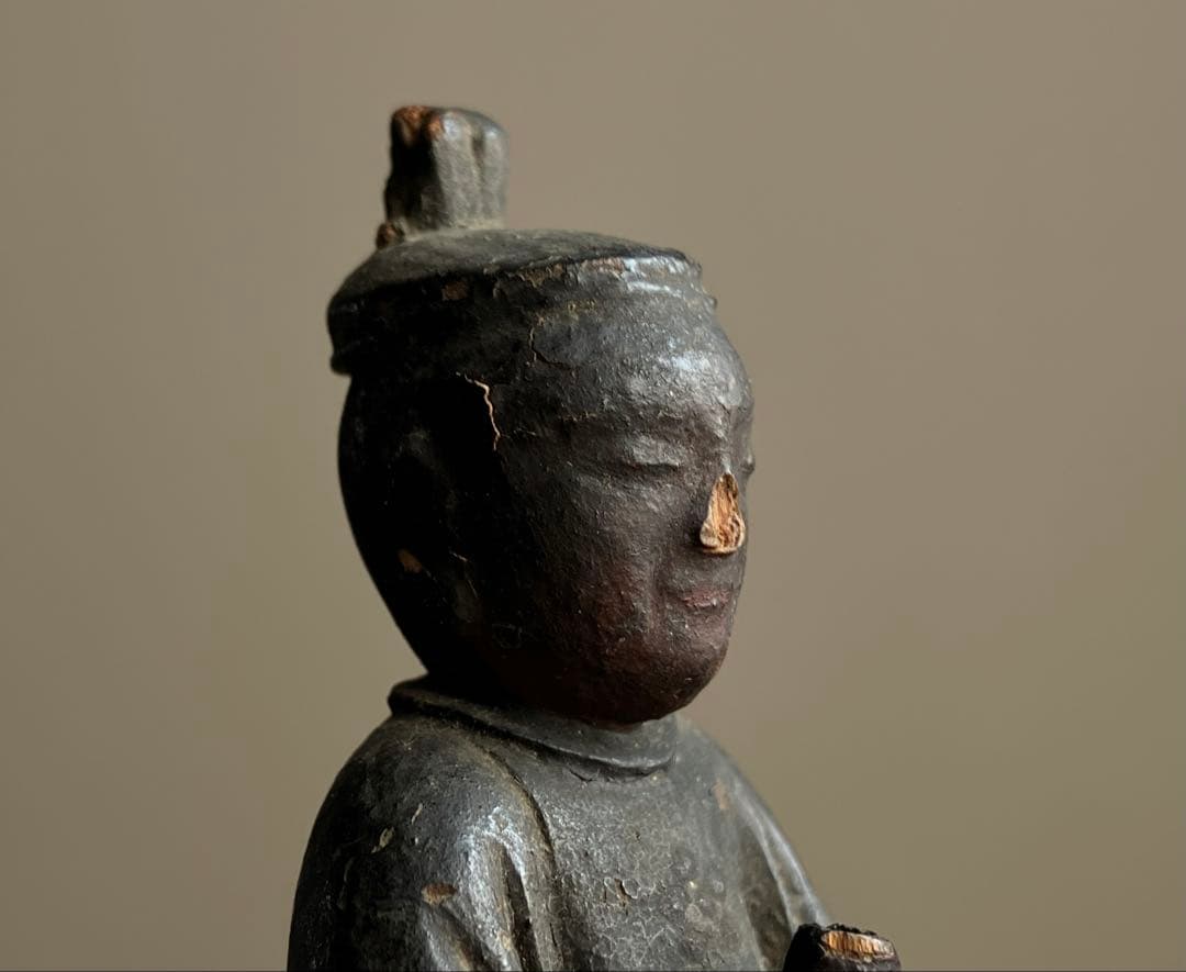 【古格の眼光 木彫天神像 約8㎝ 江戸後期頃 陰陽道 地方民間信仰】郷土玩具仏像