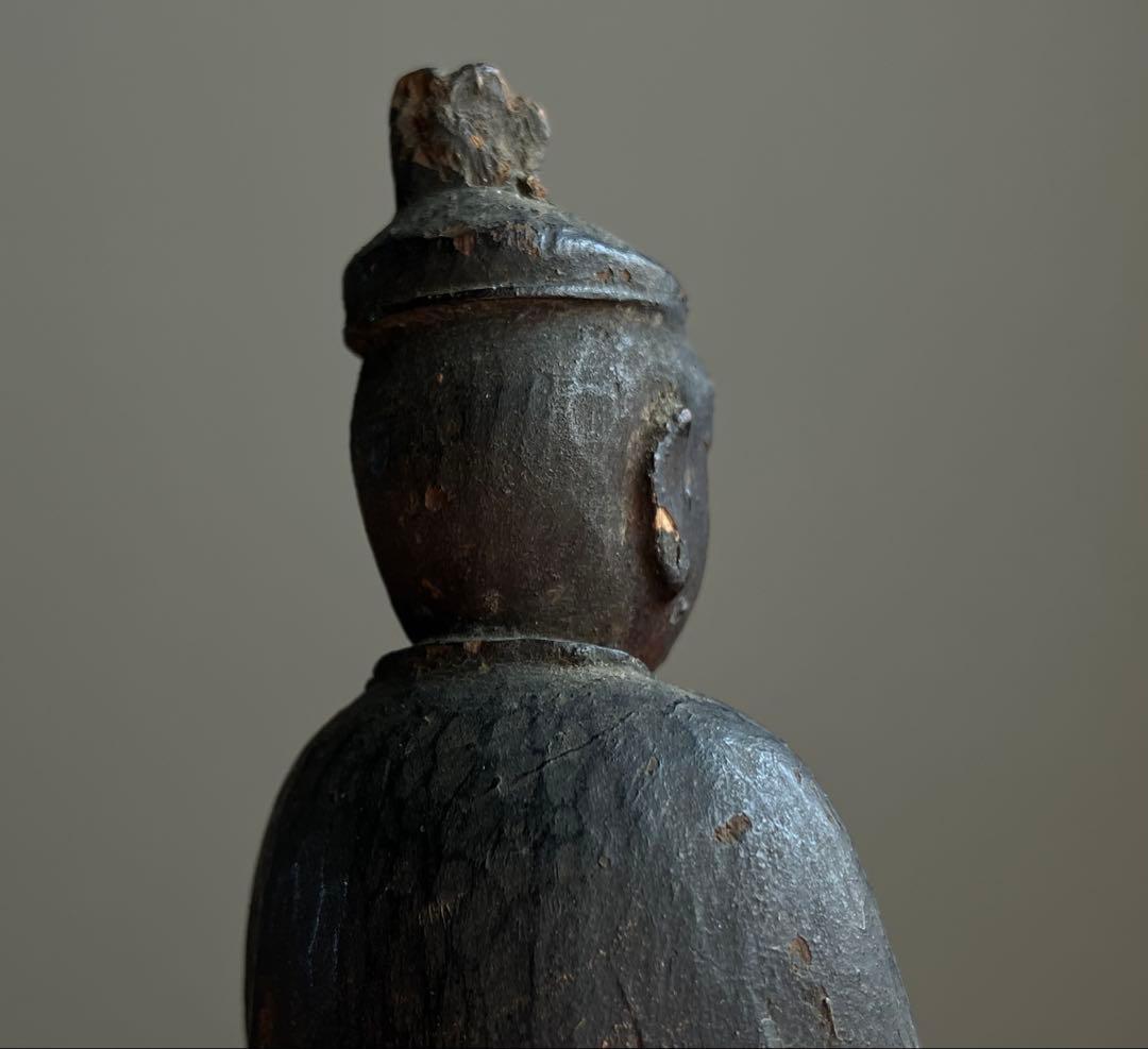 【古格の眼光 木彫天神像 約8㎝ 江戸後期頃 陰陽道 地方民間信仰】郷土玩具仏像