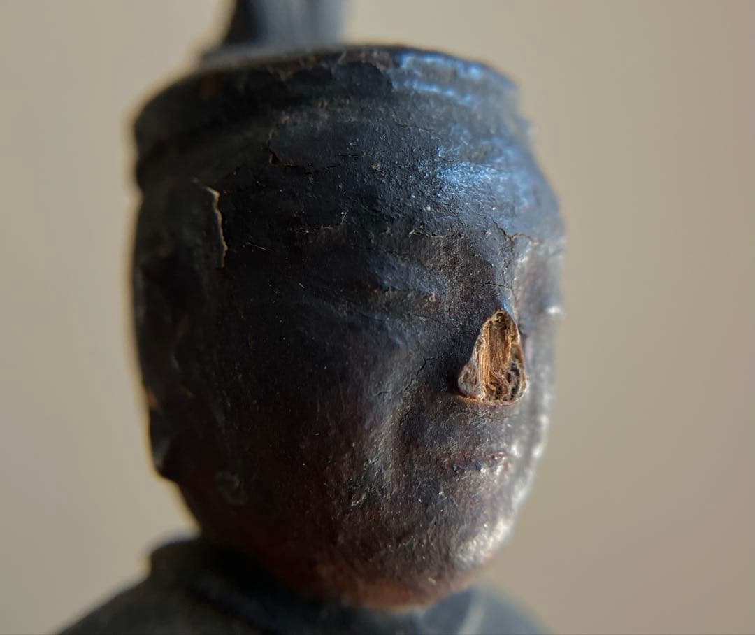 【古格の眼光 木彫天神像 約8㎝ 江戸後期頃 陰陽道 地方民間信仰】郷土玩具仏像