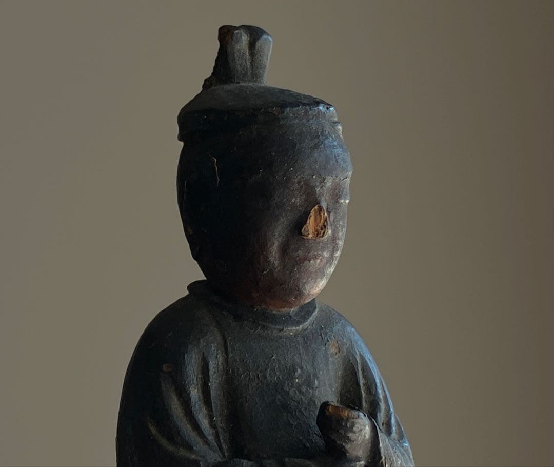 【古格の眼光 木彫天神像 約8㎝ 江戸後期頃 陰陽道 地方民間信仰】郷土玩具仏像