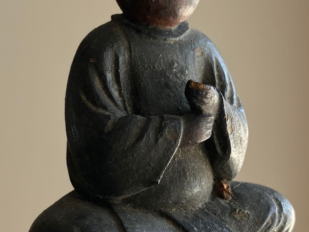 【古格の眼光 木彫天神像 約8㎝ 江戸後期頃 陰陽道 地方民間信仰】郷土玩具仏像