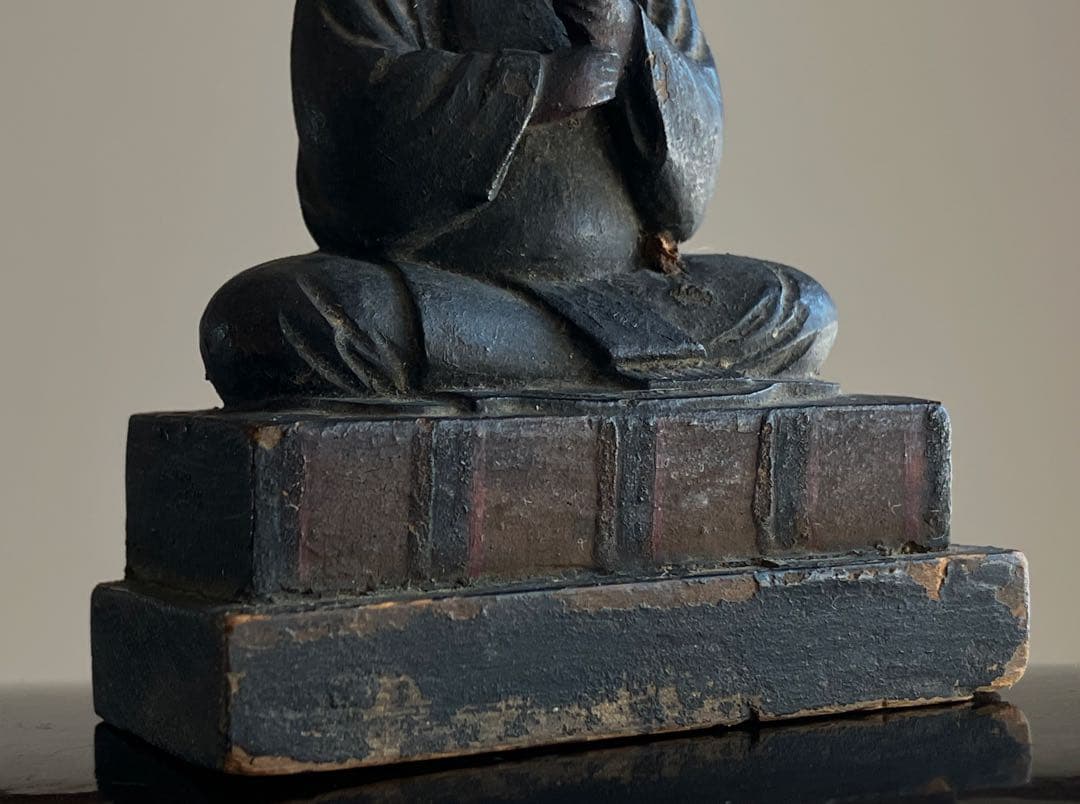 【古格の眼光 木彫天神像 約8㎝ 江戸後期頃 陰陽道 地方民間信仰】郷土玩具仏像