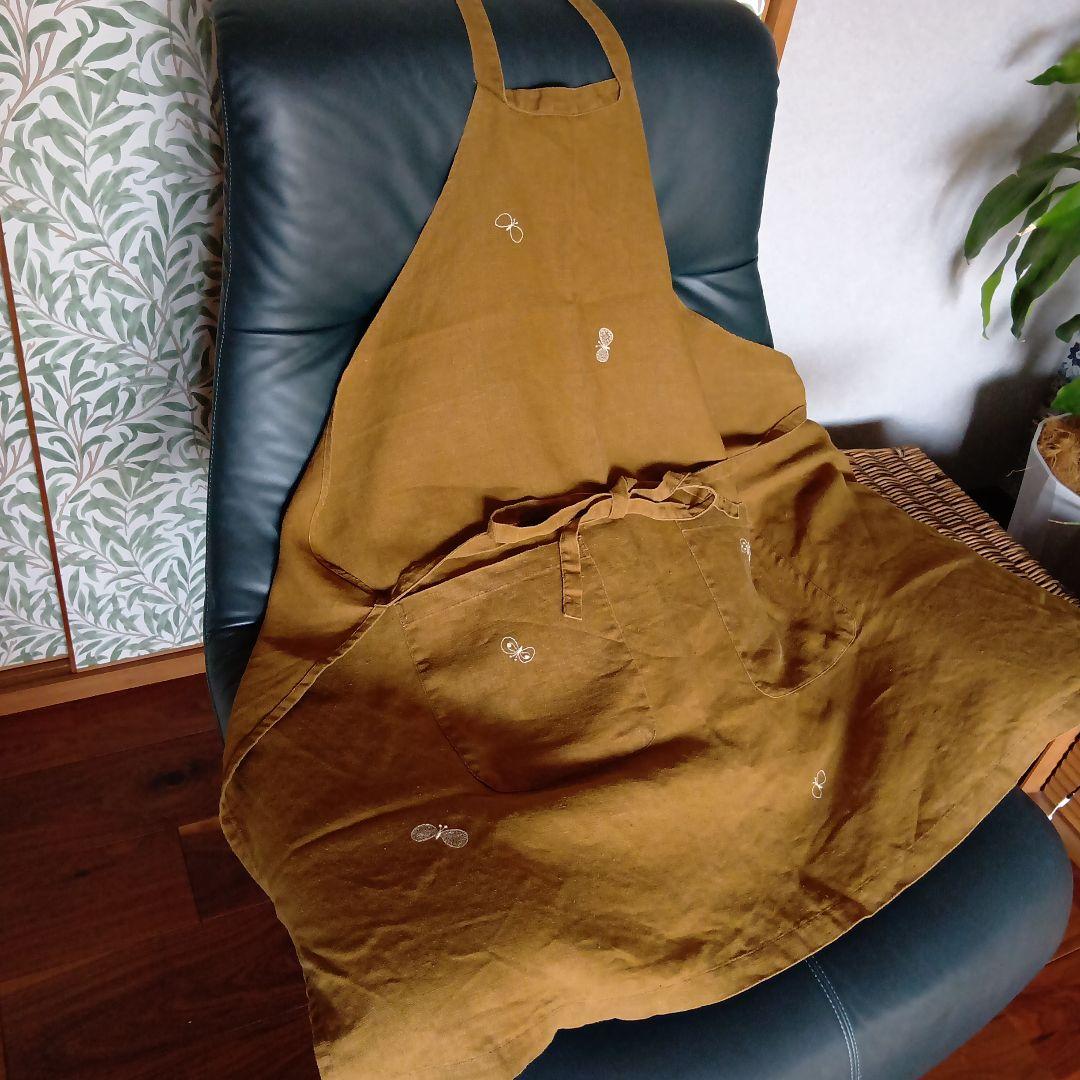 ミナペルホネン　ちょうちょ　リネンエプロン