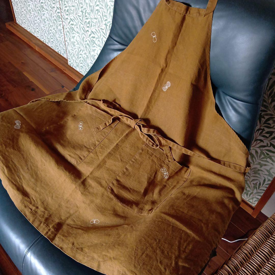 ミナペルホネン　ちょうちょ　リネンエプロン