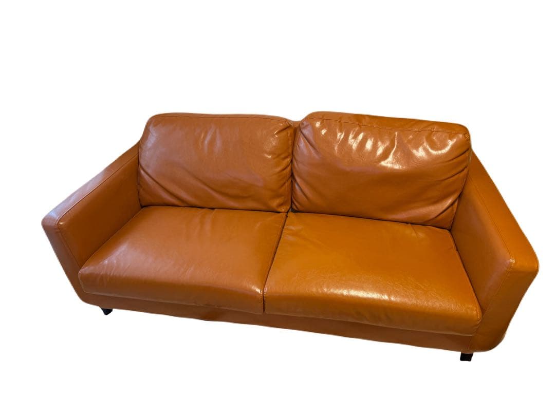 キャメル PUレザー 2人掛けソファ