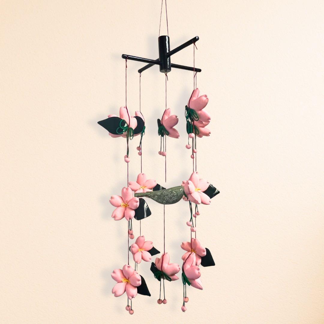 つるし飾り 桜と鶯｜春 インテリア 和モダン(TS-018)