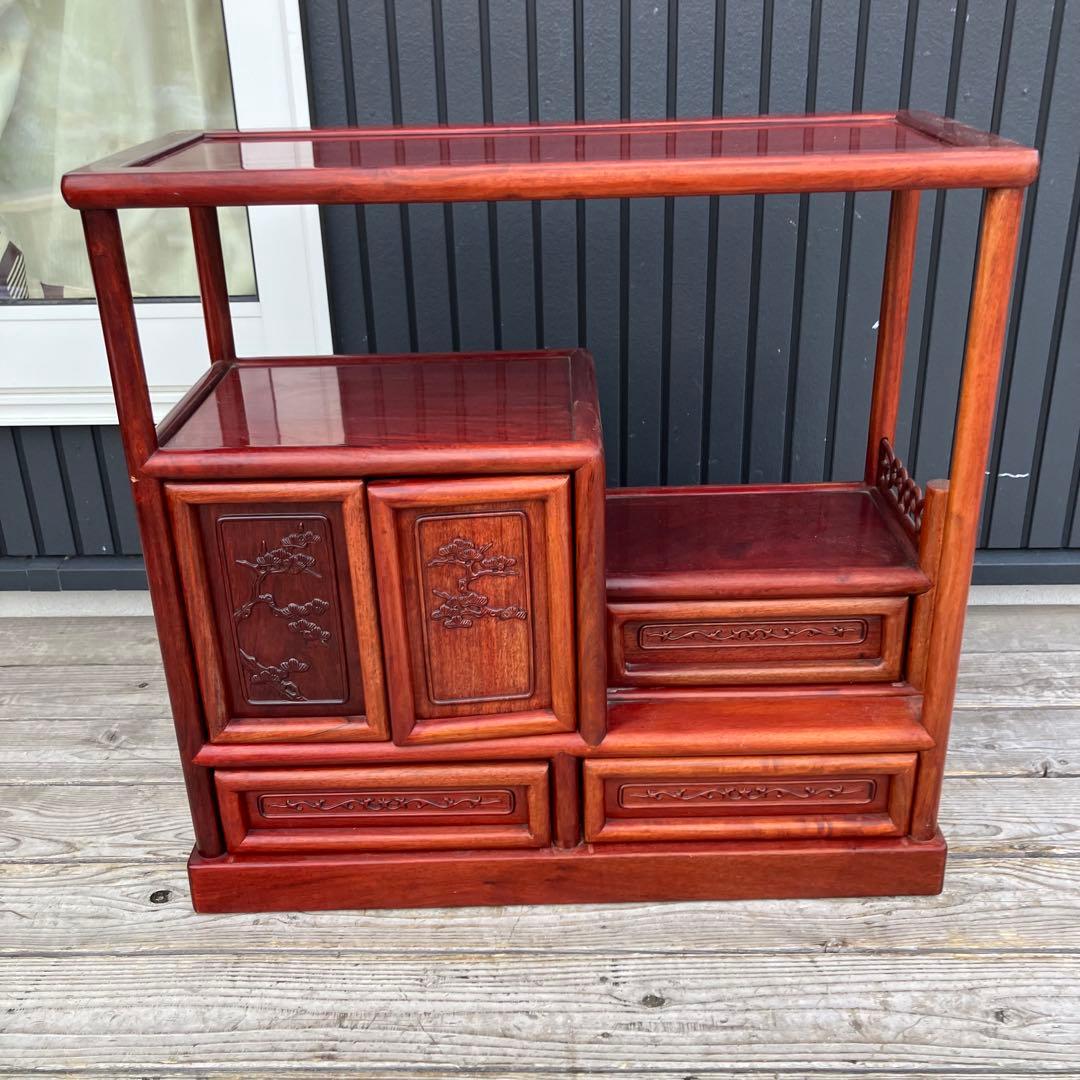 唐木家具 銘木 花梨 茶箪笥 茶棚 飾り棚 中国骨董 サイドボード ビンテージ