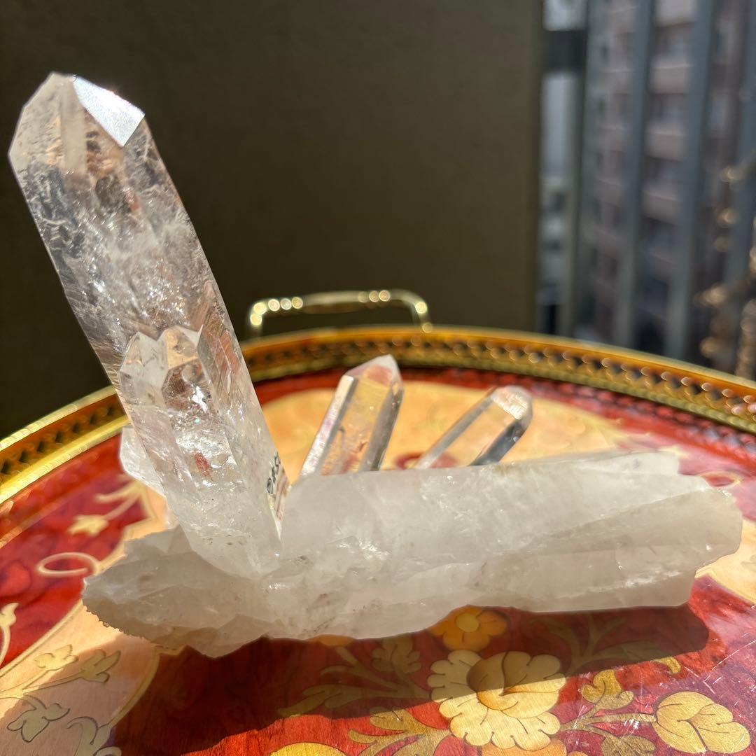 レーザー水晶クラスター　ツイン　貫入　ディアマンティーナ　ブラジル産　約502g