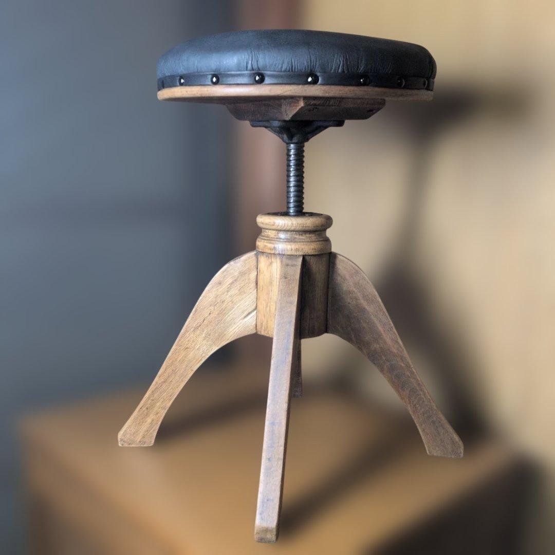 ブロカント古道具アンティークスツール　回転椅子　　 飾り台