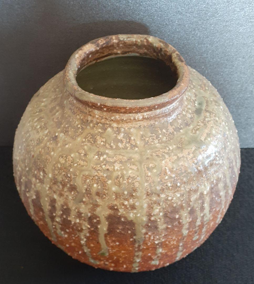 信楽焼　【良博】銘共箱　信楽　ビードロ釉　壺　花入れ　花瓶　オブジェ