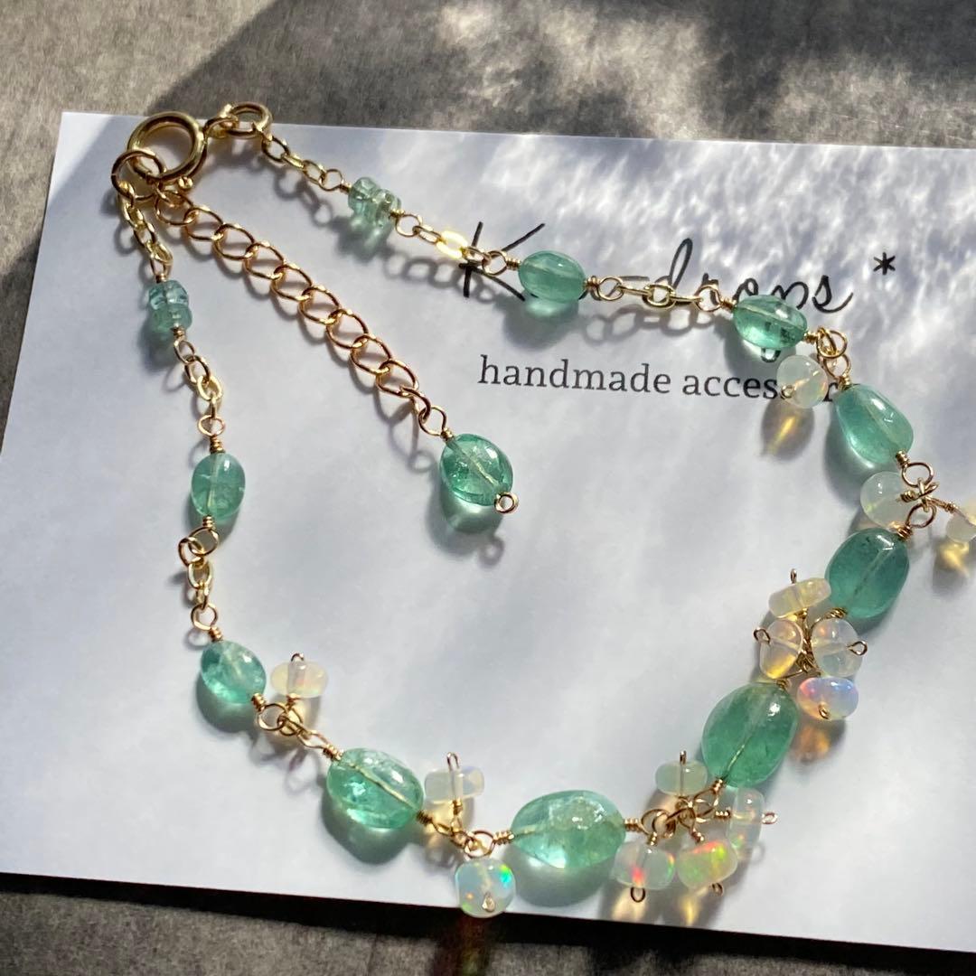 エメラルド&オパール✴︎14kgfブレスレットB171