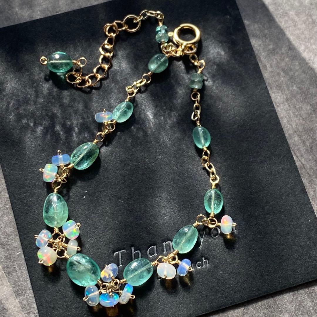 エメラルド&オパール✴︎14kgfブレスレットB171