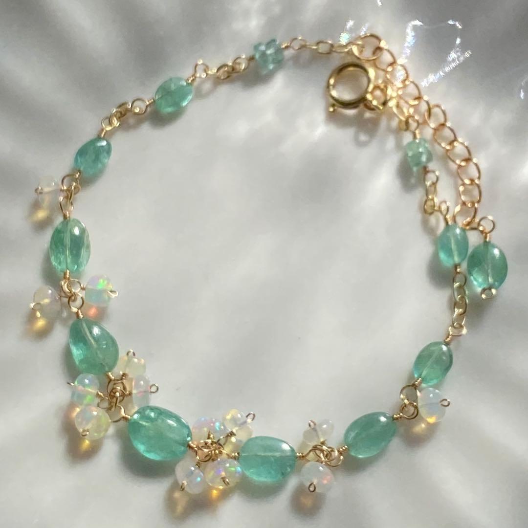 エメラルド&オパール✴︎14kgfブレスレットB171