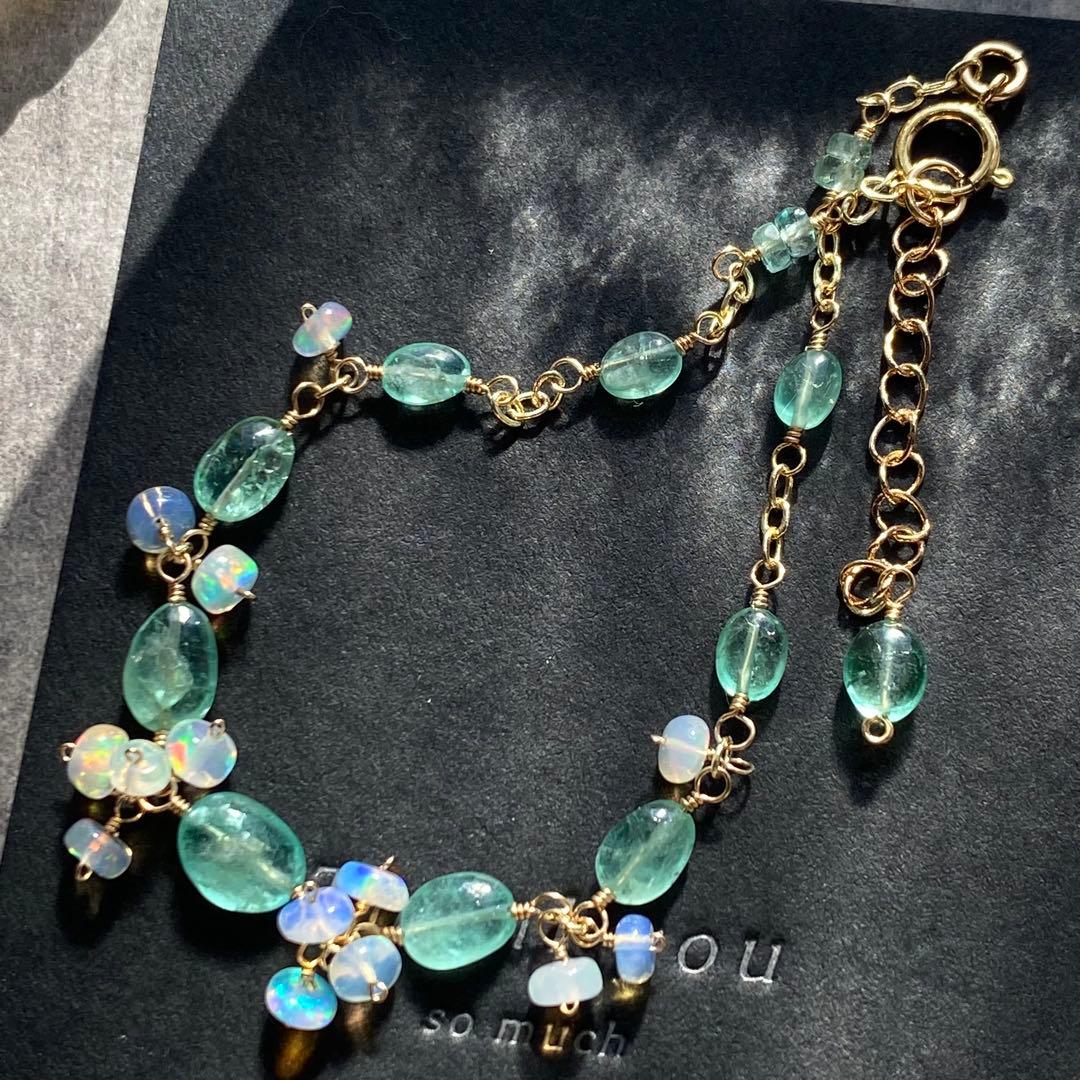 エメラルド&オパール✴︎14kgfブレスレットB171