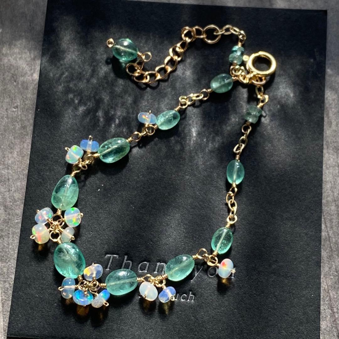 エメラルド&オパール✴︎14kgfブレスレットB171