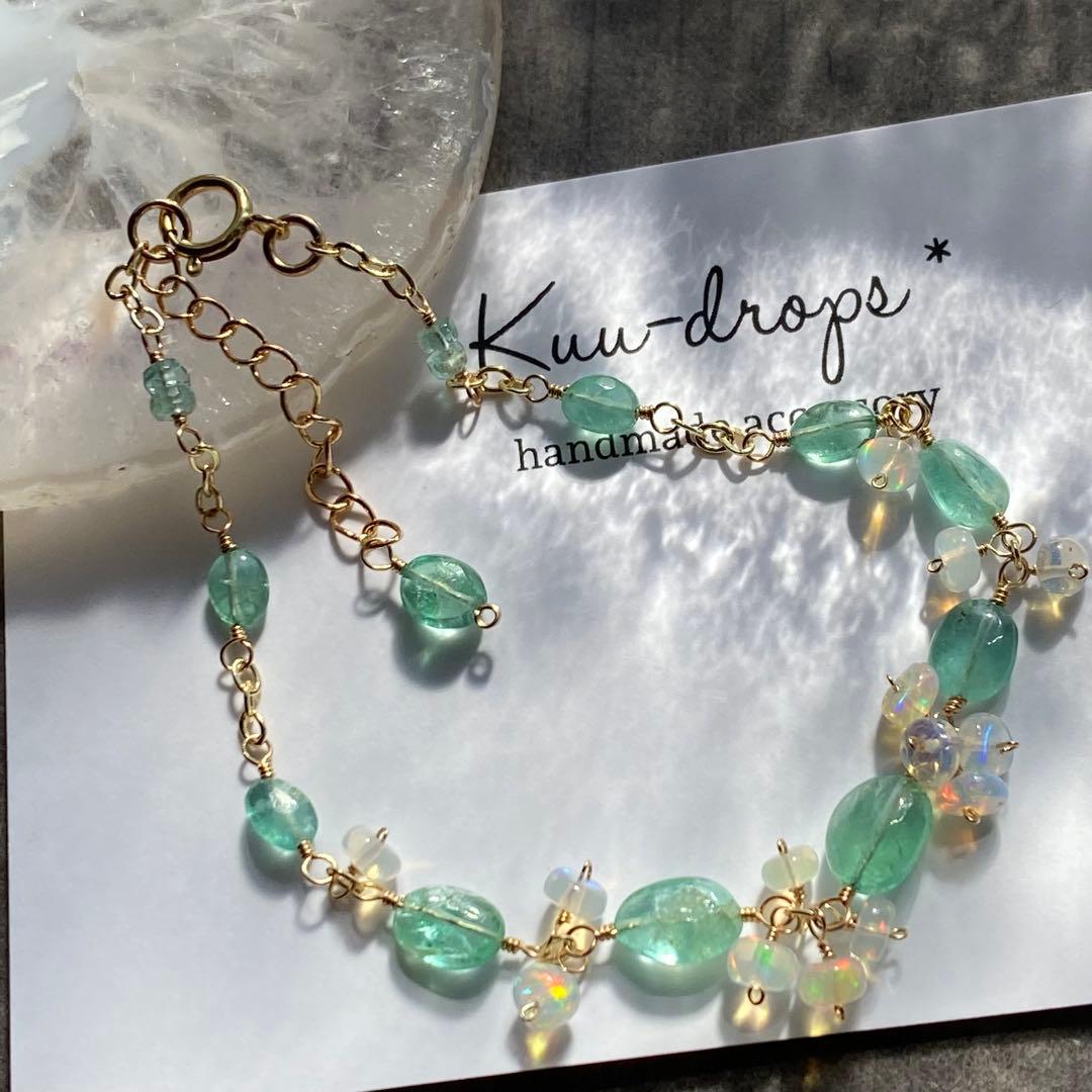 エメラルド&オパール✴︎14kgfブレスレットB171