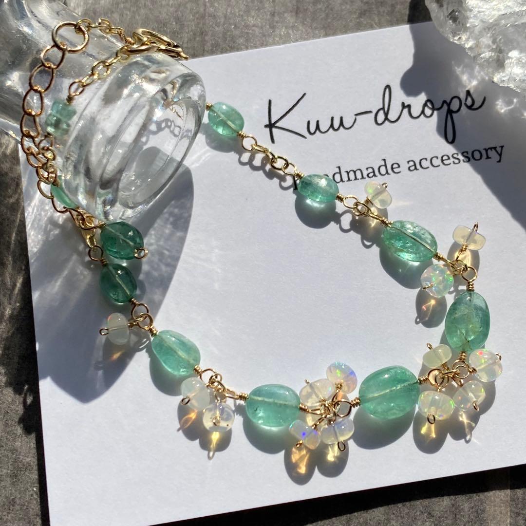 エメラルド&オパール✴︎14kgfブレスレットB171