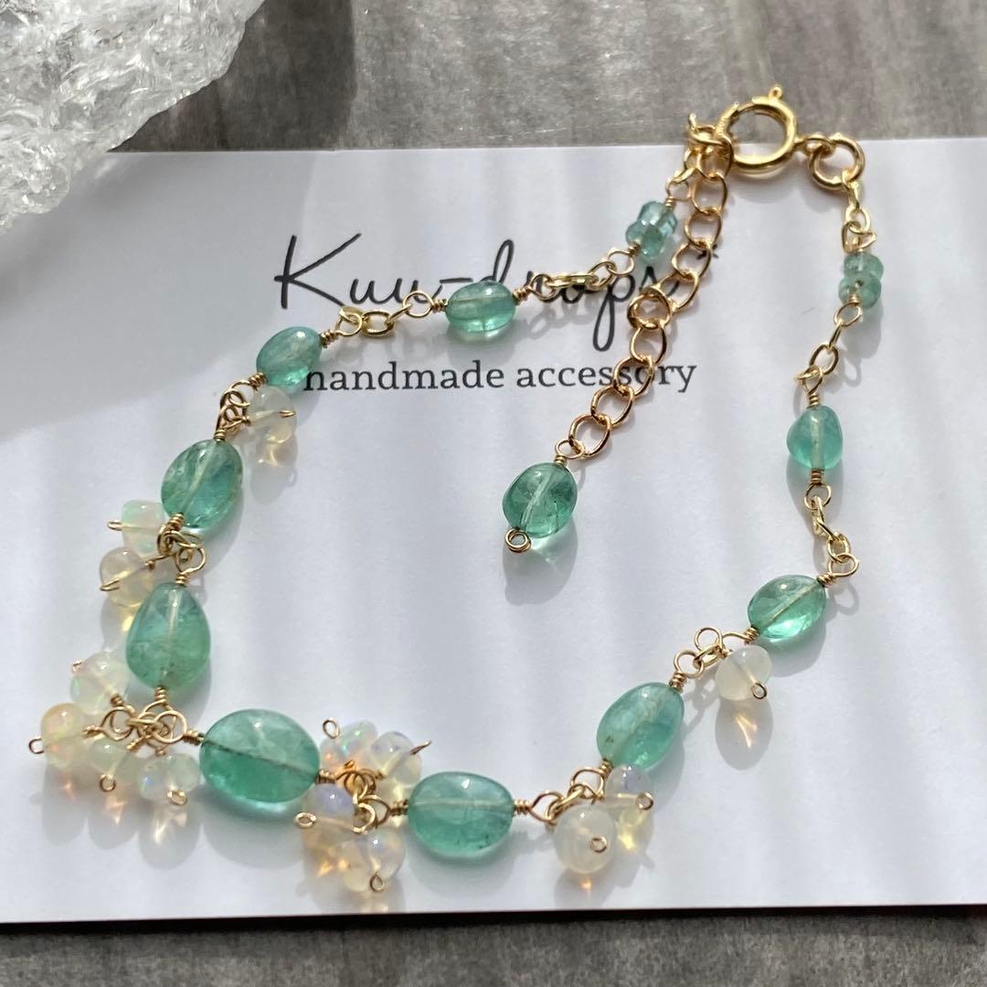 エメラルド&オパール✴︎14kgfブレスレットB171