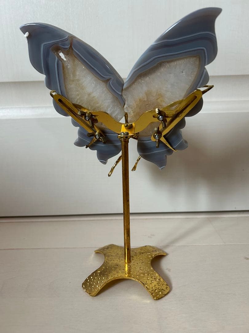 【限定1点】蝶の天然石アゲート×妖精オブジェ高級インテリア新品浄化・癒し・開運に