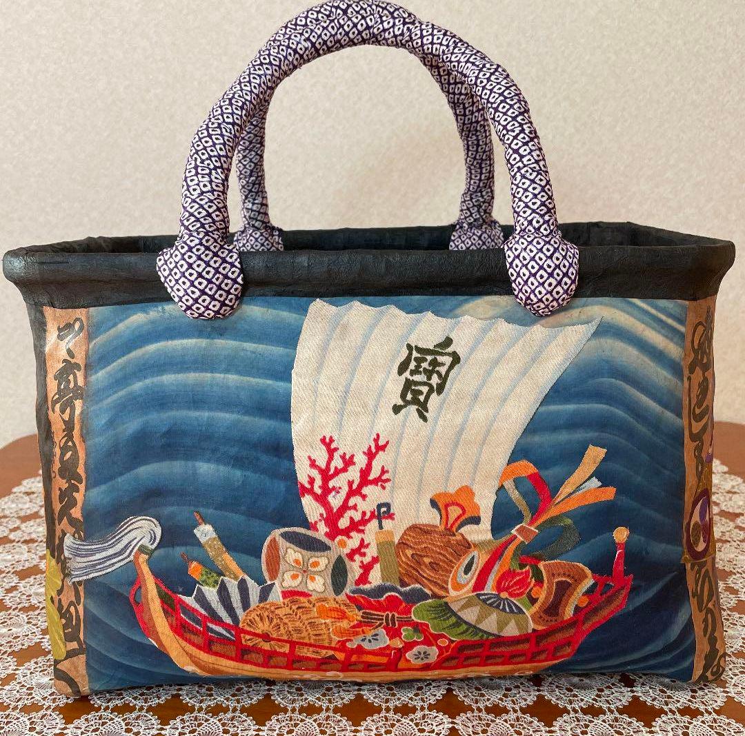 富士山 宝船一閑張り かごバッグ