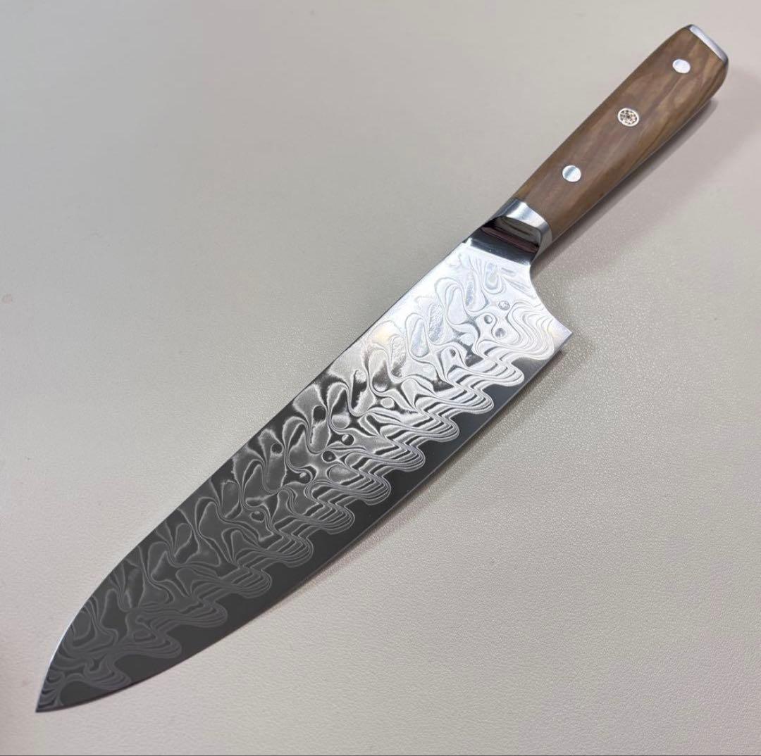 210mm ダマスカスシェフナイフ ダマスカス牛刀　切れ味抜群'~