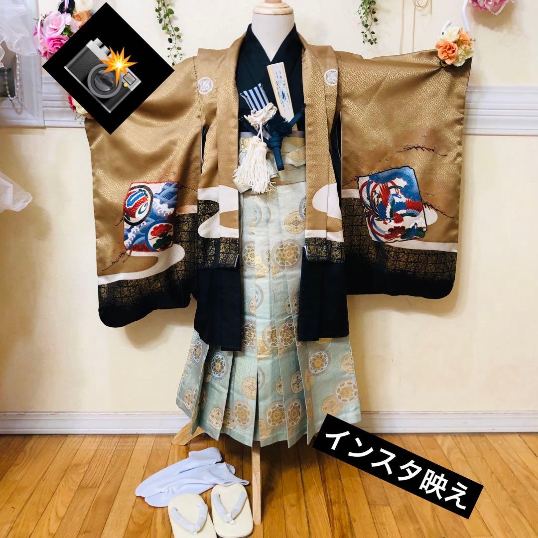 七五三五歳‼️完全️フルセット‼️兜富士山金彩金箔‼️お家からは揃えるなし