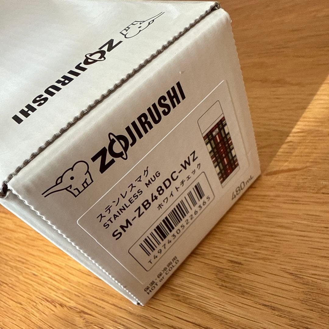 新品/象印/シームレスステンレスマグ SM-ZB48DC_WZ ホワイトチェック