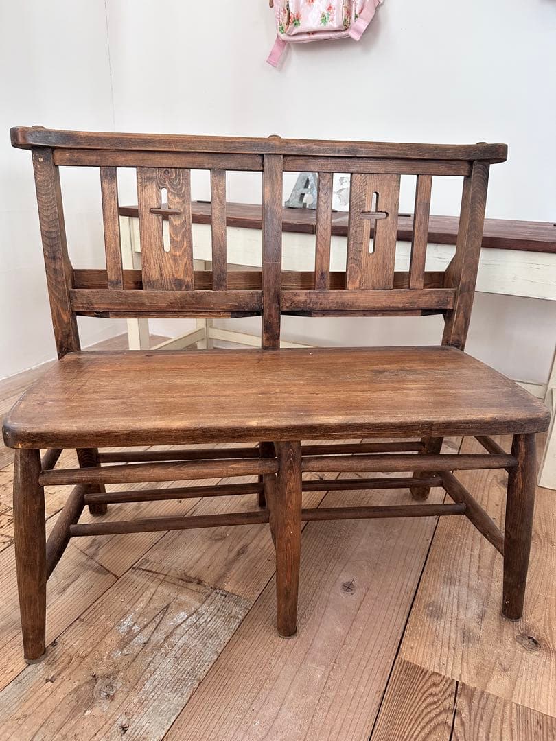 アンティーク風/シャビーシック家具/チャーチチェア/オールドパイン家具/キッズ