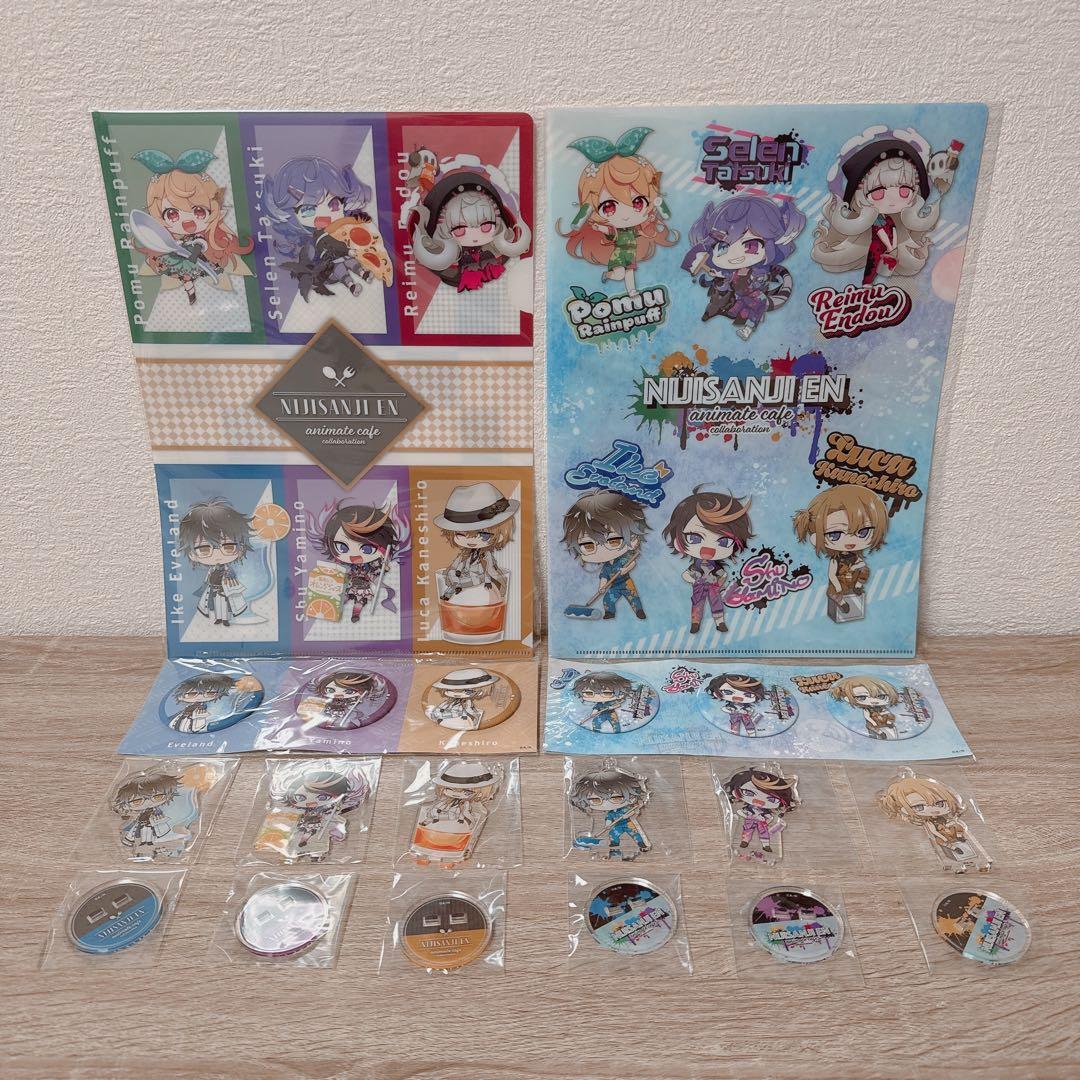 にじさんじENアニメイトカフェコラボグッズセット(ファイル・缶バッジ・アクスタ)