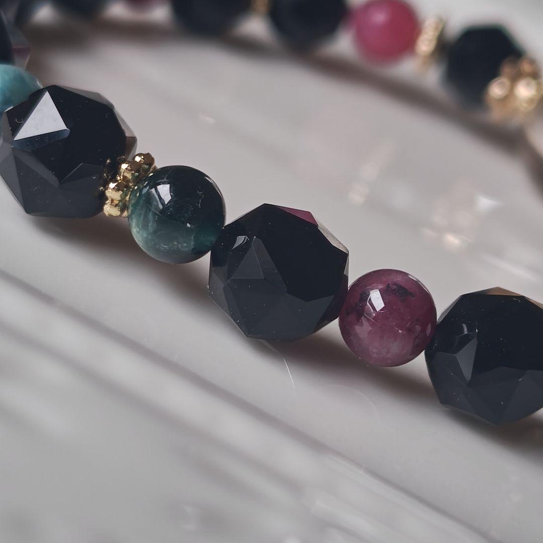 専用です♡華奢ブレス✡極みゴールデンスキャポライト、モリオン、ルビー、トルマリン