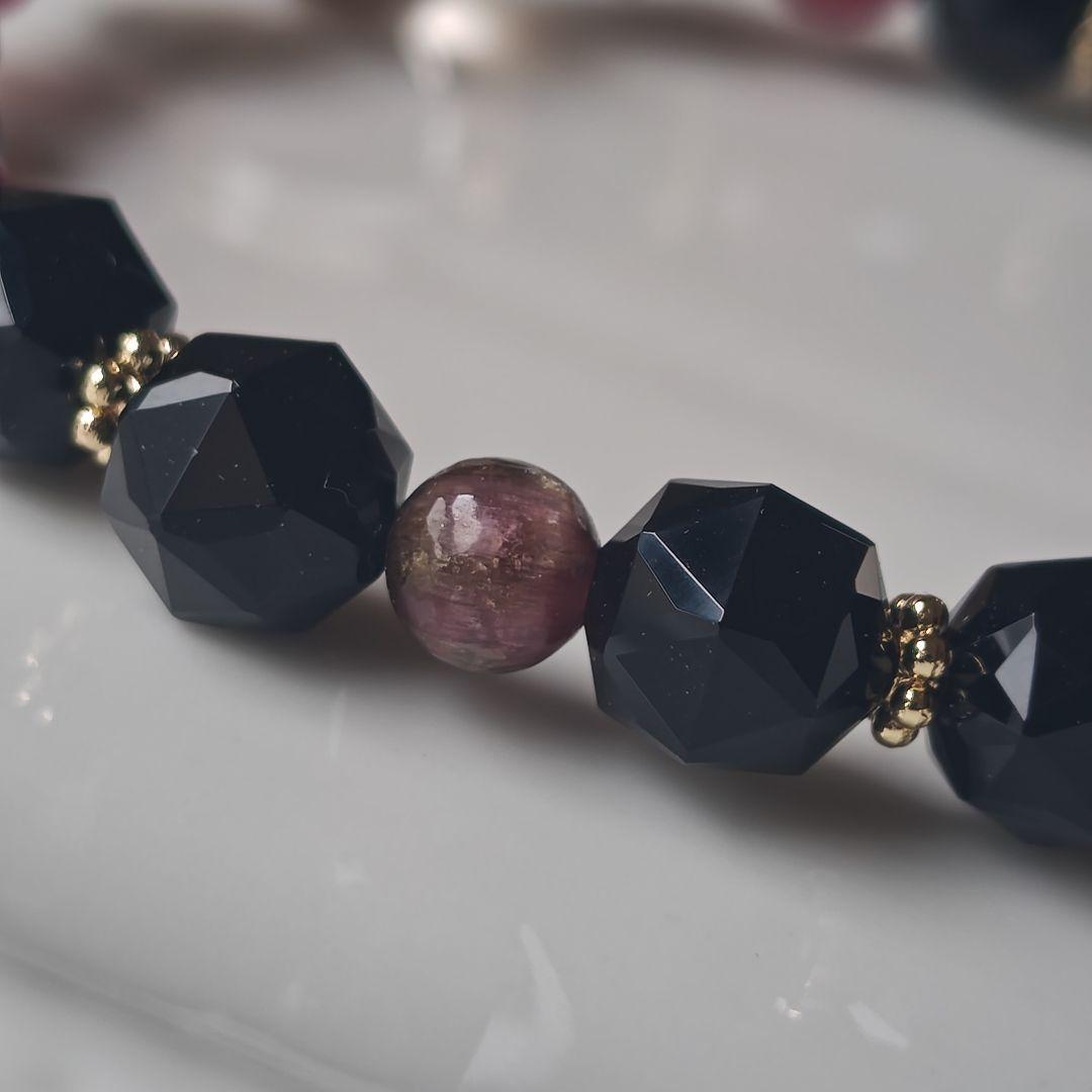 専用です♡華奢ブレス✡極みゴールデンスキャポライト、モリオン、ルビー、トルマリン