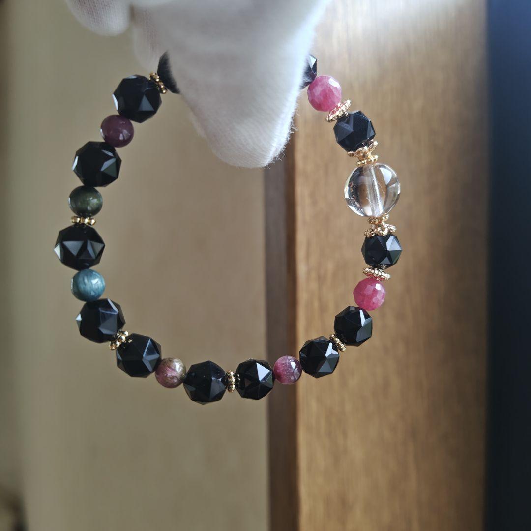 専用です♡華奢ブレス✡極みゴールデンスキャポライト、モリオン、ルビー、トルマリン