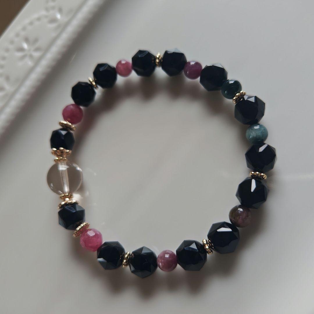 専用です♡華奢ブレス✡極みゴールデンスキャポライト、モリオン、ルビー、トルマリン