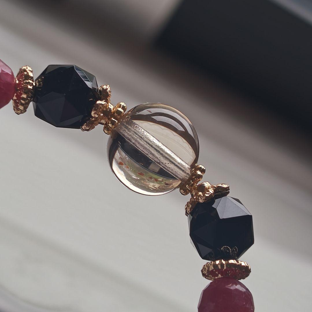 専用です♡華奢ブレス✡極みゴールデンスキャポライト、モリオン、ルビー、トルマリン