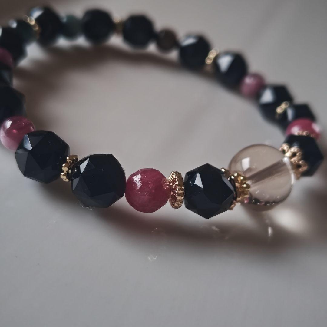 専用です♡華奢ブレス✡極みゴールデンスキャポライト、モリオン、ルビー、トルマリン