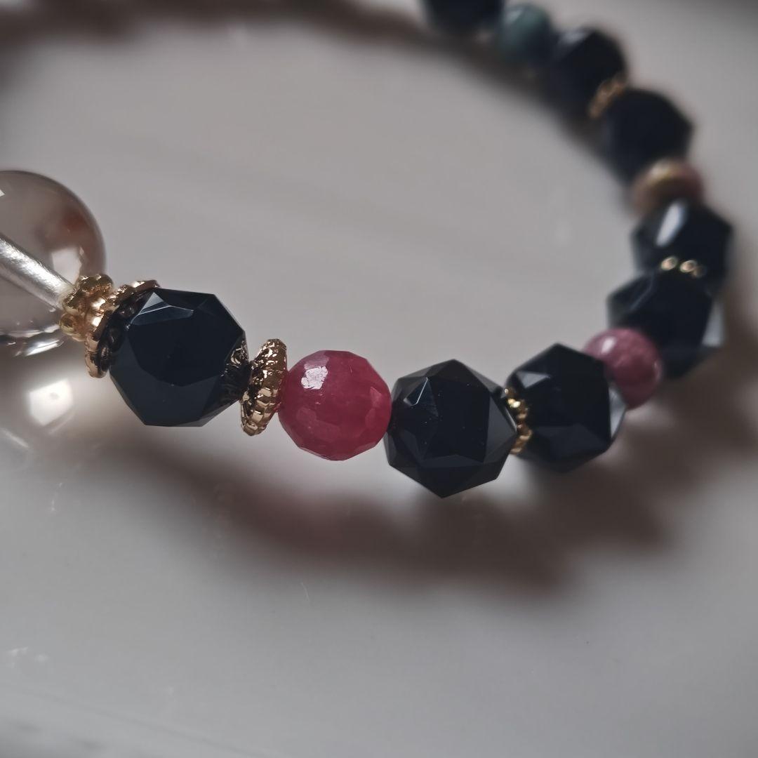 専用です♡華奢ブレス✡極みゴールデンスキャポライト、モリオン、ルビー、トルマリン