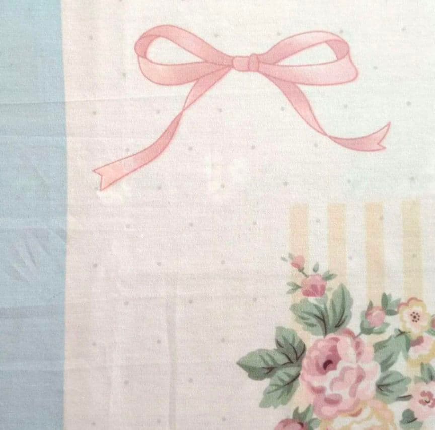 新品★パステル薔薇ブロック柄マーガレット綿100%シングルセット枕カバー２枚付き