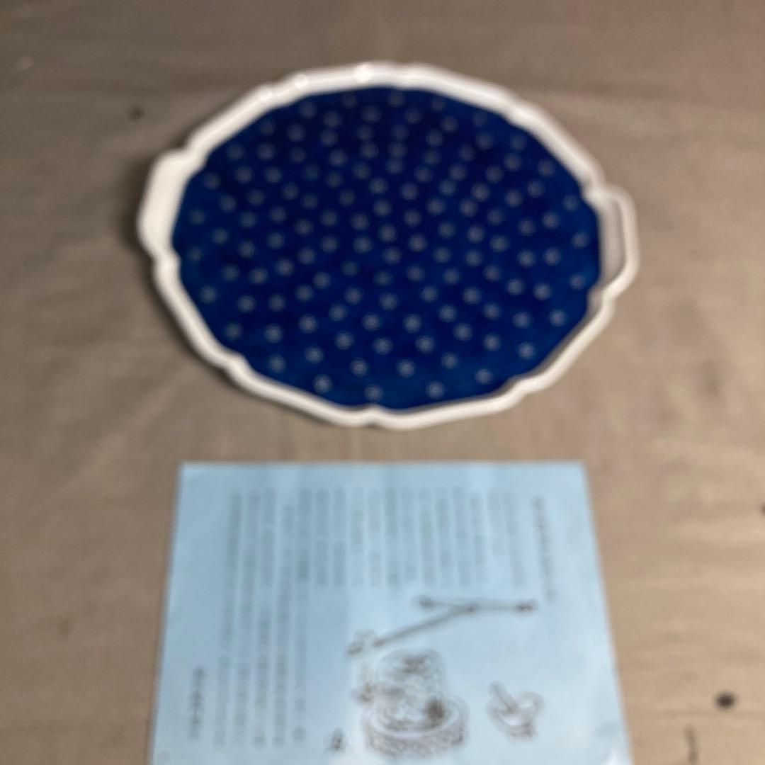 【源右衛門】古伊万里の伝統　日本の名窯　舘林源右衛門作　染付梅地紋　ケーキ平大皿