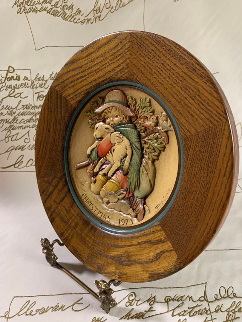 アンリ人形　ビンテージ1973年クリスマス木製プレート！可愛い過ぎます！