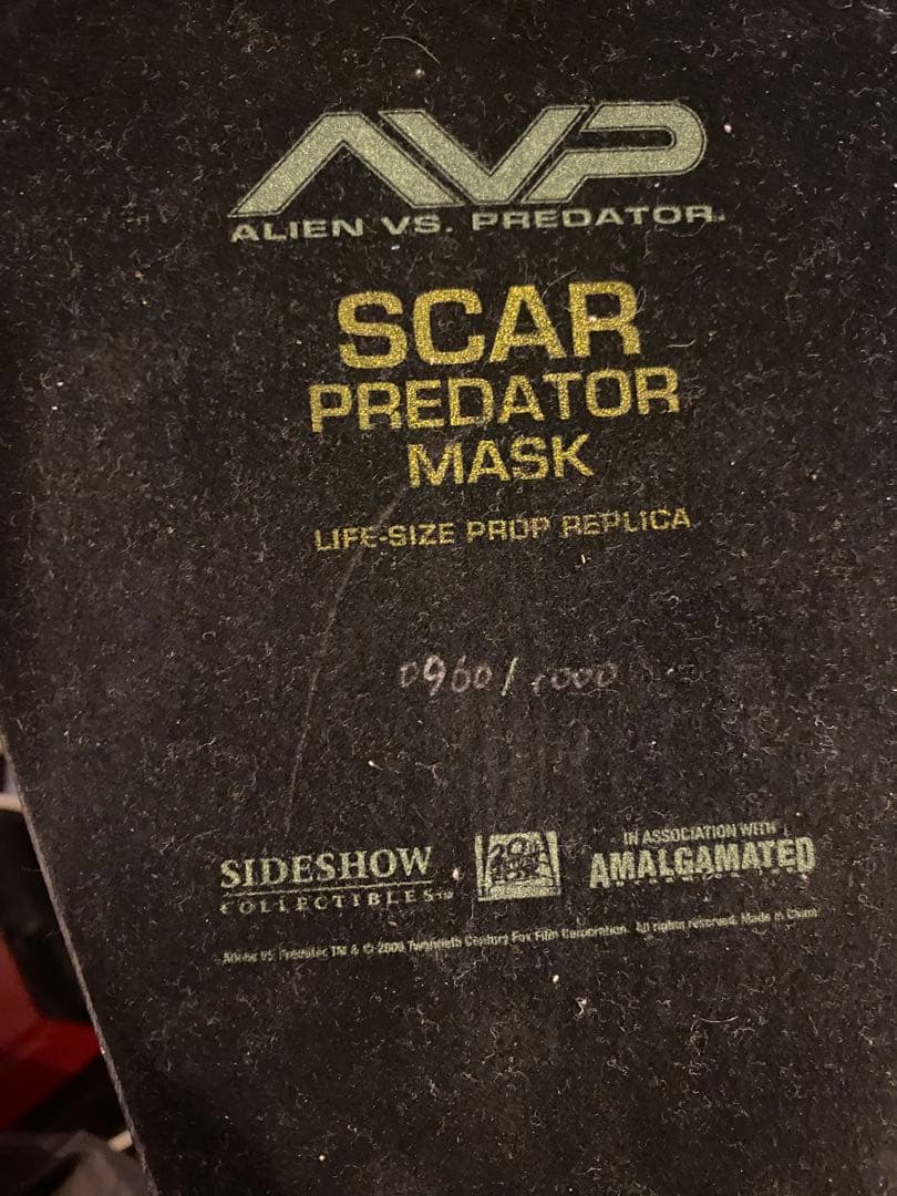 等身大　SIDESOW ライフサイズ　レプリカ　スカー プレデター　マスク